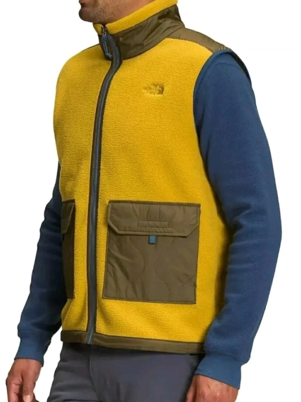 THE NORTH FACEMen's Royal Arch Full Zip Fleece Vest Size M Color Mineral Gold